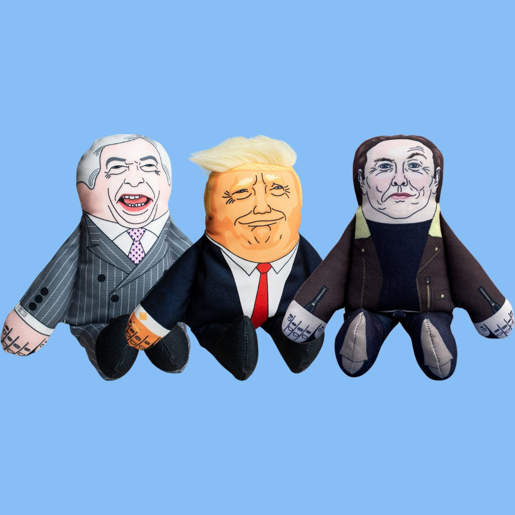 Three 'Musk'eteers - Donald, Elon + Nigel Dog Toy Bundle